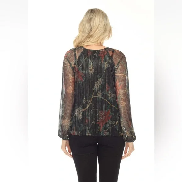 Johnny Was Evelina Metallic Blouse Size XS Oversized - www.sanvalentin.cl